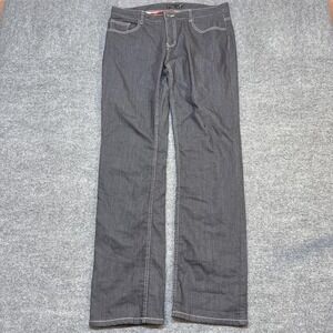 PrAna Jeans Womens 12 Gray Dark Wash Mid Rise Straight Flannel Lined Denim